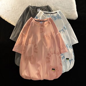 新款时尚圆圈字母印花潮牌夏装短袖圆领衣服ins男MT3536-P48图片