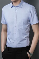 2023夏季新款经典纯色短袖衬衫宽松正装商务休闲百搭衬衣中年男装，男装衬衫，电商B212（原钱塘6029）