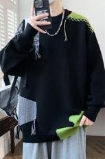 84741-P58秋冬新款休闲毛衣男长袖针织衫港风潮牌外套宽松打底衫，男装T恤，电商D310B