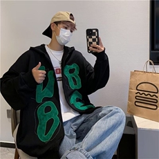 春秋款开衫卫衣男高街潮oversize炸街痞帅字母上衣Y758-P35，男装夹克，星座1001-1