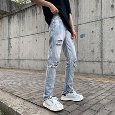 牛仔裤男夏季潮大码休闲裤子高街设计感裤子N745P46，男装牛仔裤，星座1116-2