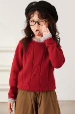 时尚儿童安迪绒针织衫拼接麻花纹设计秋冬必备休闲毛衣，童装儿童针织衫，伊美侕