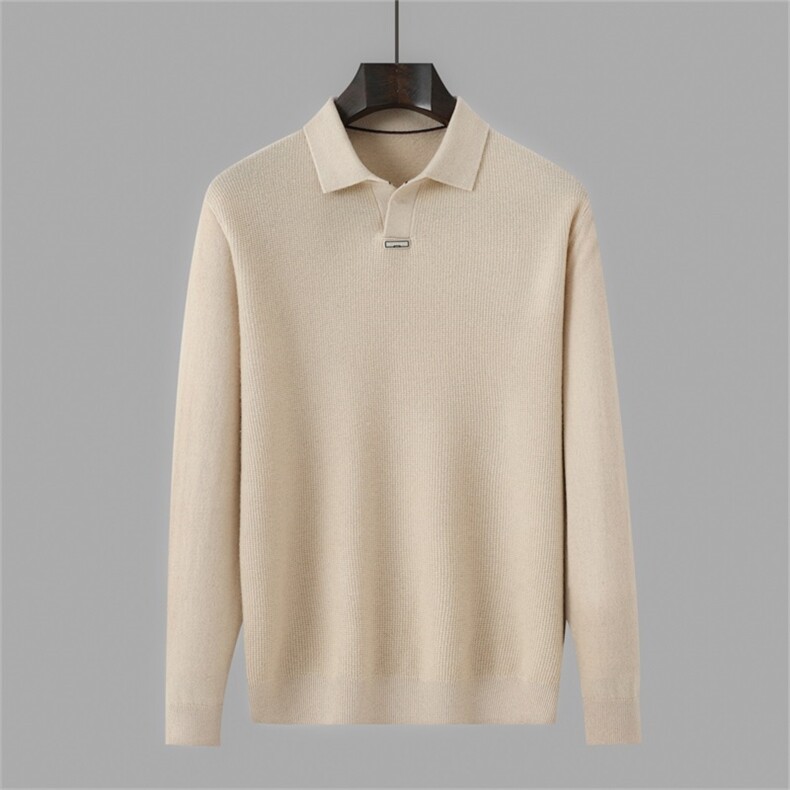 2025年秋季新款翻领针织男士上衣时尚休闲通勤百搭，男装羊毛衫，琳华羊绒