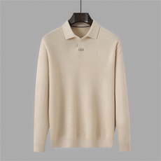 2025年秋季新款翻领针织男士上衣时尚休闲通勤百搭，男装羊毛衫，琳华羊绒