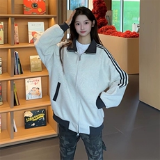 抖音得物高品质26春装美式高街重磅结构拼接织带立领卫衣外套CM42，女装短外套，电商A486