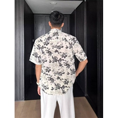 夏季薄夏威夷度假花衬衫男士宽松凉感垂坠满印短袖衬衣WLC533-P32，男装T恤，星座1008