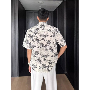 夏季薄夏威夷度假花衬衫男士宽松凉感垂坠满印短袖衬衣WLC533-P32图片