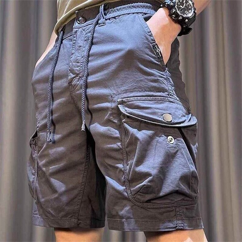 夏季工装短裤男士纯棉休闲裤多口袋宽松弹力复古百搭运动五分中裤,男装休闲裤,星座506A