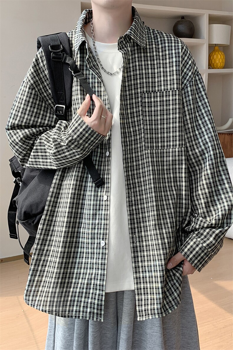 CD5493改长袖C5537特批P32无差价秋季新款大码潮流格子衬衫外套男,男装衬衫,电商A001