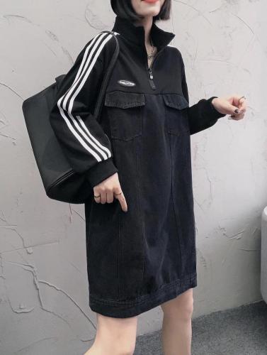 DG825韩版时尚拼牛仔连衣裙,女装连衣裙,L·H·X