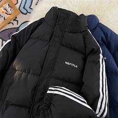棉服男韩版潮流条纹拼色帅加厚2025冬季新款ins棉衣外套MF165-P95，男装棉衣，星座412