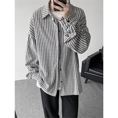 8XL-M鱼骨纹小香风衬衫男生春秋衬衣宽松慵懒垂感外套CS29009P45，男装衬衫，电商B312