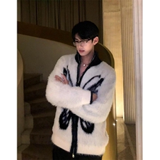 高级感蝴蝶重磅毛衣男撞色慵懒风针织开衫外套潮M025，男装针织衫/毛衣，星座1116A（原606A-3）