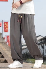 春夏新款帅气阔腿直筒裤风棉麻休闲裤男K2506-P70，男装休闲裤，电商A008