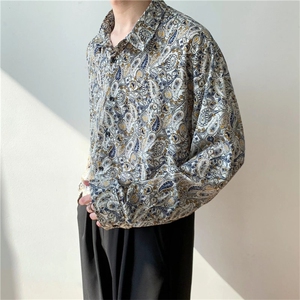 春季长袖文艺纯色ins百搭衬衣新款潮流方领日系衬衫男 W7040-P28图片