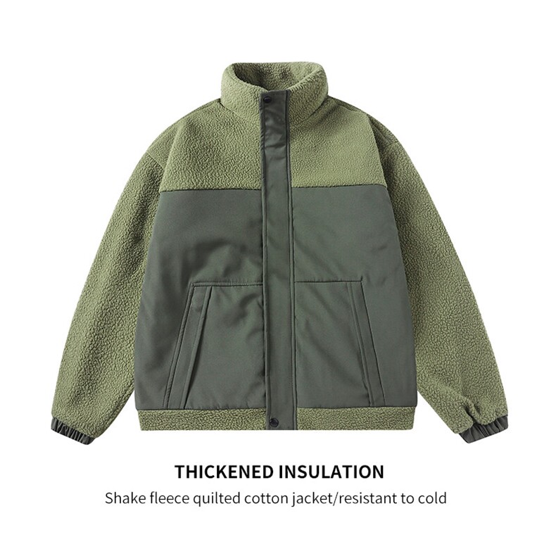 XZ-221/MF1705/P80潮牌立领拼接羊羔绒棒球服摇粒绒保暖棉衣外套，男装棉衣，星座221