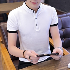 8010-P35男士短袖t恤立领夏季男装2025新款韩版潮流polo衫男，男装Polo衫，电商D310B