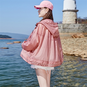 宽松休闲连帽防晒衣女2024夏新款时尚洋气户外透气薄款防晒服外套图片
