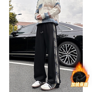A178-XK60023JR-P40 加绒美式直筒休闲卫裤三条杠长裤青少年裤子图片