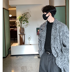 港风长毛马海毛财阀灰西装大衣加厚羊毛大衣YM77717P210控298，男装西服套装，星座227-7