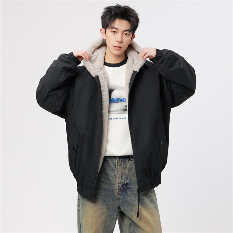自家图有视频加绒毛领棉衣冬季新款座山雕连帽派克棉服M2555p88,男装棉衣,电商D315