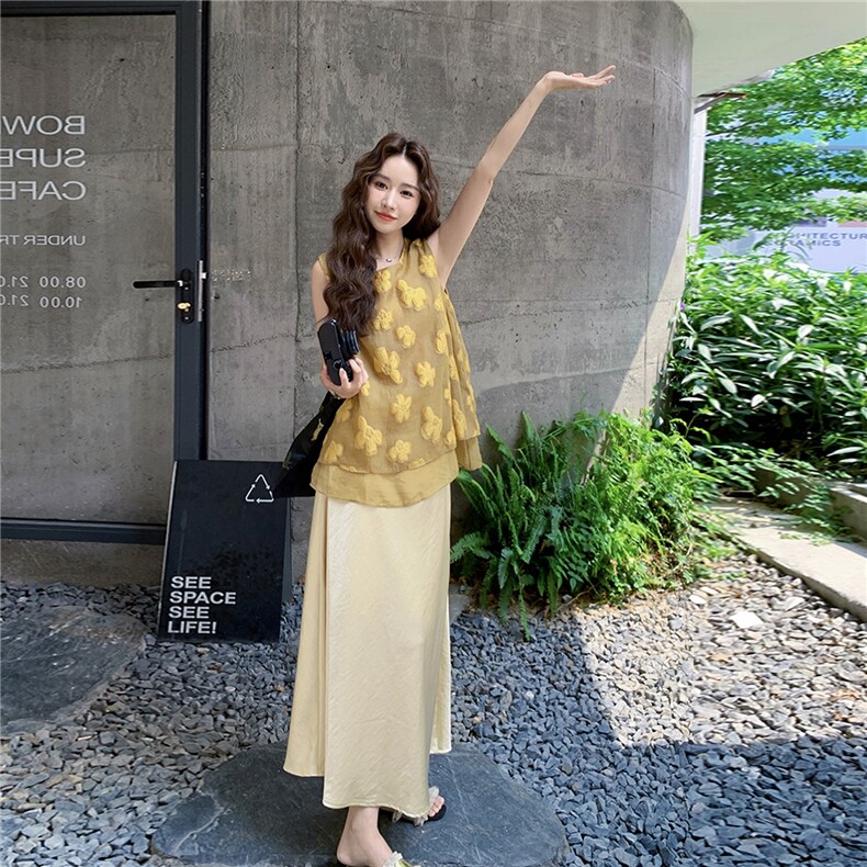 新中式国风套装女2025夏季新款时尚上衣半身裙慵懒气质显瘦两件套,女装套装/套裙,2C129