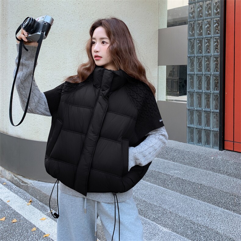 新款大货已出！拼接毛线半袖羽绒服90白鸭绒P285K399,女装羽绒服,2C295