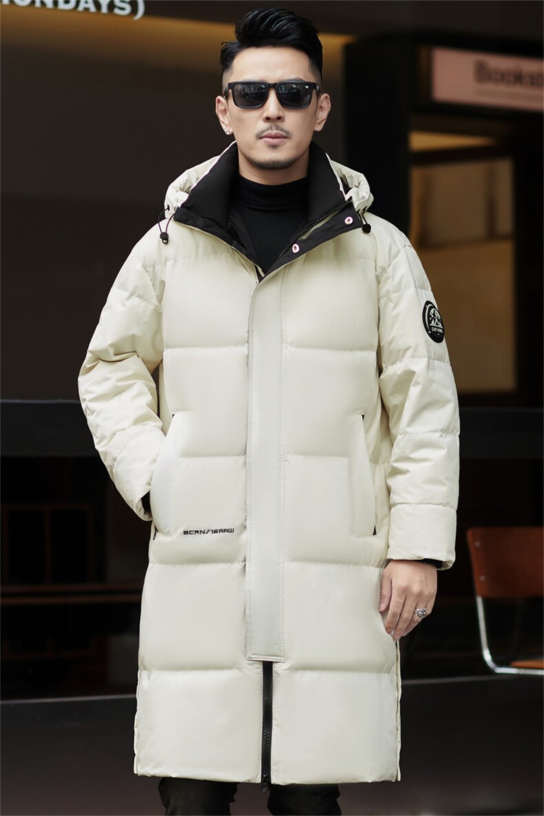 ZMS-M18022新款冬季男士白鸭绒羽绒服连帽保暖外套修身中长款大衣,男装羽绒服,电商B360