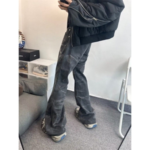 【有货】DM78-P50美式复古扎染水洗微喇叭牛仔裤欧美高街裤子男潮图片