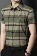 新款男士短袖衬衫男条纹免烫时尚品质商务宽松潮服上衣，男装衬衫，钱塘6003（原4033）