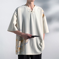 2024夏季新款港风光影墙大码刺绣风短袖T恤M-5XHT24349-P45，男装T恤，电商A022