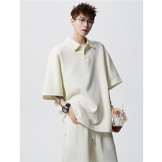 肌理感短袖POLO衫两件套宽松短袖短裤运动套装男H1092特P65，男装Polo衫，电商A341