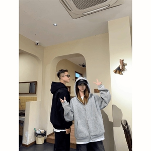 抖音得物品质二开26春装男女美式高街结构双拉链开衫卫衣外套图片