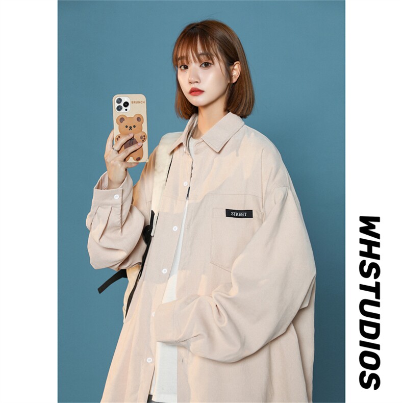 C6085/P40春装现货中性风水洗灯芯绒衬衫男女长袖衬衣外套上衣，女装衬衫，电商A141