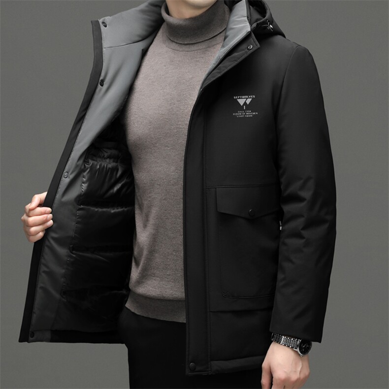 冬季新款男士可脱卸帽休闲免烫羽绒服中年爸爸装加厚保暖外套,男装羽绒服,电商B212（原钱塘6029）
