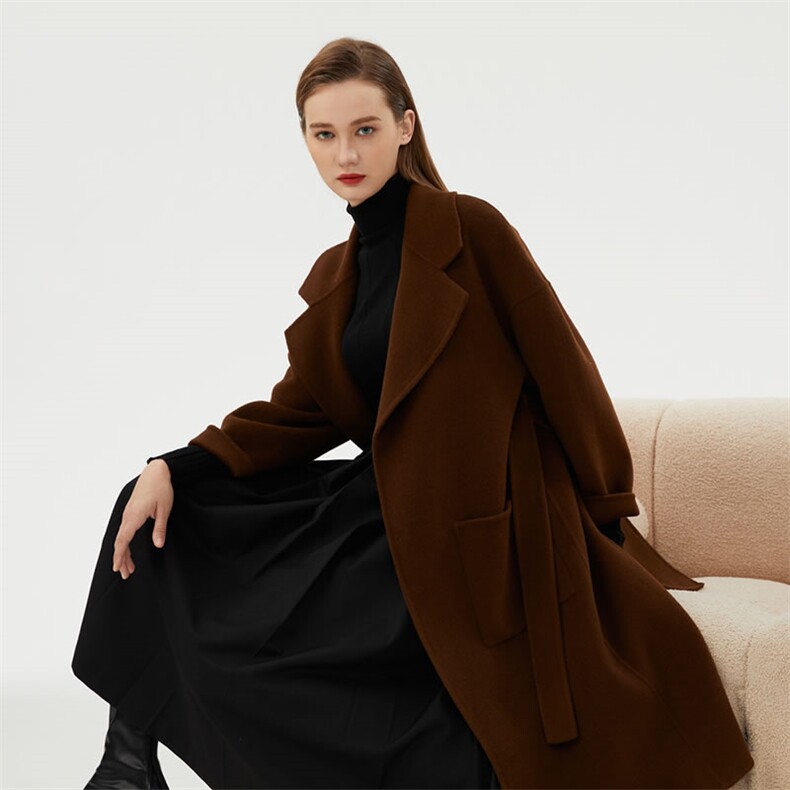 时尚女装双面呢大衣优雅气质长款外套显瘦百搭秋冬必备，女装双面呢大衣，阿吉丽克