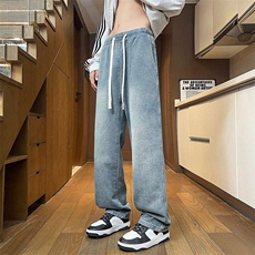 KH030-P452025春夏新款星空纹提花百搭潮流复古简约抽绳宽松牛仔，男装牛仔裤，星座224-3