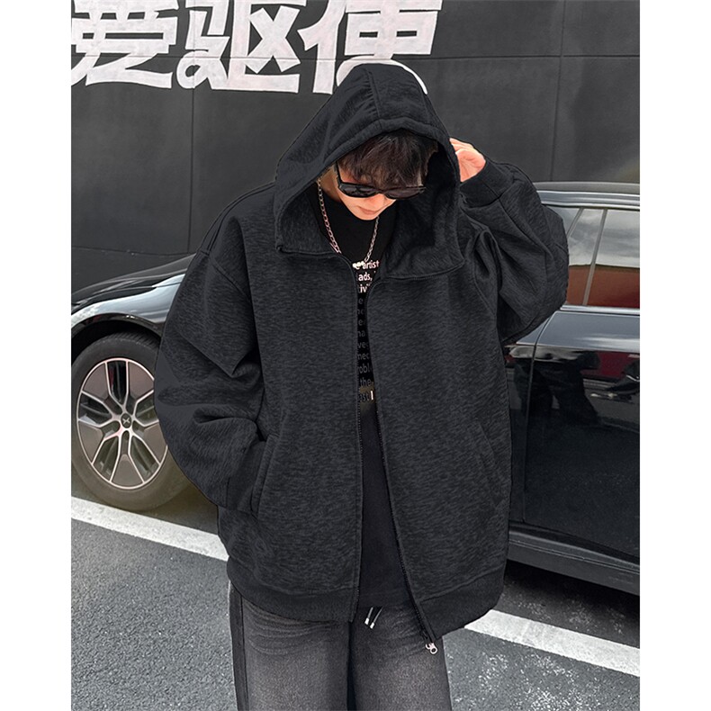 DP9898-P55开衫卫衣男秋季美式复古夹克春秋款设计感小众拉链外套,男装夹克,电商C233