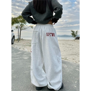 美式街头徽章字母刺绣卫裤男女宽松休闲设计感运动风百搭卫裤图片
