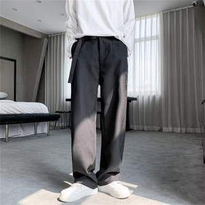 春秋休闲西裤男腰带直筒宽松垂感坠感韩版商务西装裤 P36图片