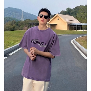 抖音得物供货 240克重磅现货宽松美式纯棉水洗做旧印花T恤ATSX01图片