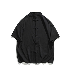新中式盘扣夏季复古大码休闲男半袖短袖衬衫DC2181-P37【特价】，男装T恤，电商A007
