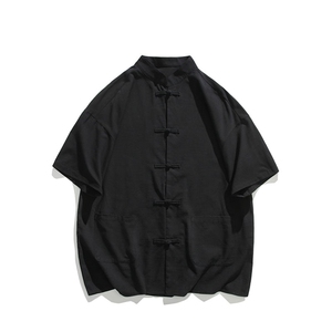 新中式盘扣夏季复古大码休闲男半袖短袖衬衫DC2181-P37【特价】图片