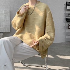 8XL-M肌理感长袖T恤男宽松重磅上衣痞帅高级感内搭打底衫P45控68，男装T恤，电商D206-1