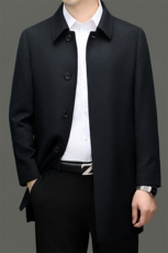 XL-N88089秋冬新款男士风衣翻领商务领导服男装纯色全山羊绒外套，男装风衣，电商B360