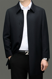 XL-N88089秋冬新款男士风衣翻领商务领导服男装纯色全山羊绒外套图片