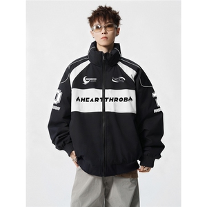 印花机车户外赛车M-5XL大码：涤纶棉衣男白底78179P128控178图片