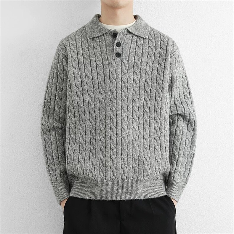 1506/QYM2300/P56秋冬季保暖翻领毛衣男宽松休闲绅士纯色针织衫,男装针织衫/毛衣,星座1506