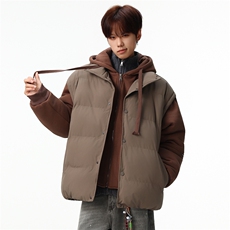 新款冬季羽绒棉服棉袄连帽假两件韩版宽松外套A436-2511-P85，男装棉衣，电商A436