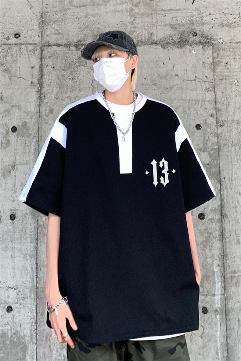 B239-1266-P38夏季圆领数字印花重磅短袖T恤男撞色体恤上衣半袖,男装T恤,星座514-2(原B239)